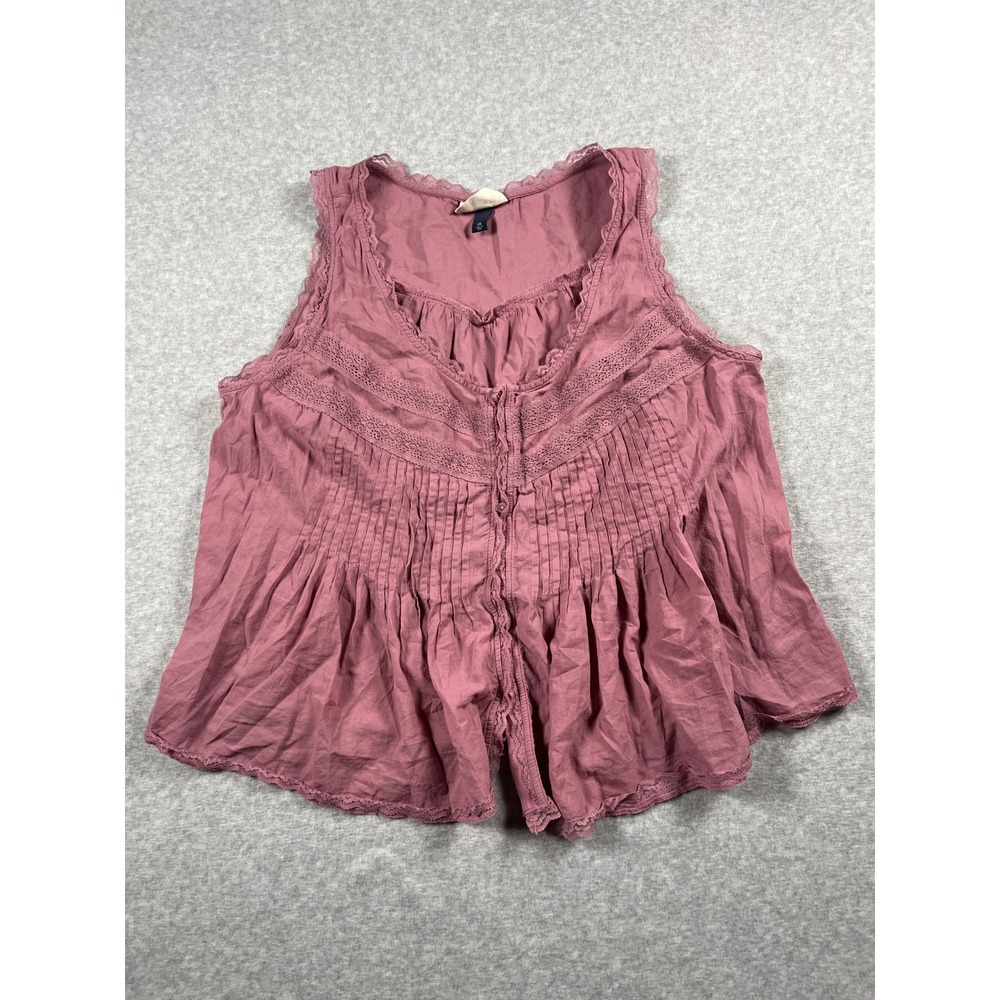 Universal Thread Tank Women XXL Pink Sleeveless Lace Pintuck Boho Chic Festival